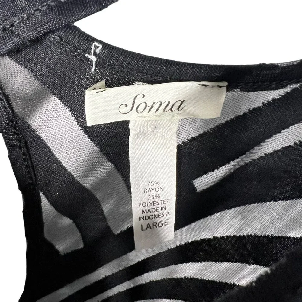 Soma Black Keyhole Burnout Standout Lattice Criss Cross Tunic Top Large - Picture 5 of 7